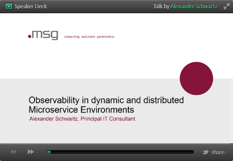 Speakerdeck slides of 'Observability for Microservices'