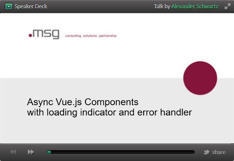 Speakerdeck slides of 'Vue.js - developer friendly, fast and versatile'