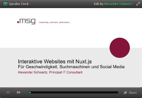 Speakerdeck slides of 'Interaktive Websites mit Nuxt.js'