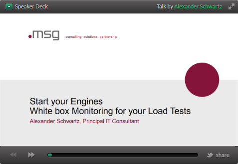 Speakerdeck slides of 'Start your Engines - White Box Monitoring for your load tests'